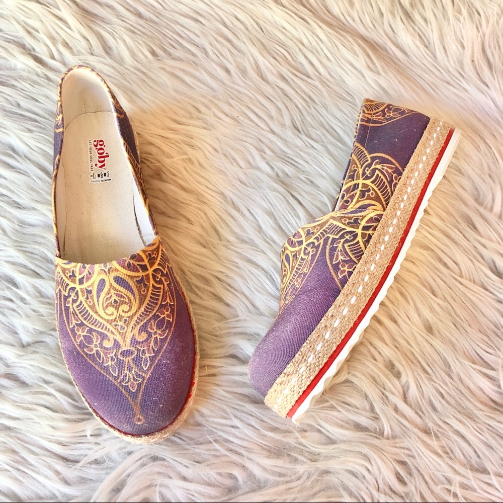 Goby | Purple Gold Filigree Ornate Espadrille Flat